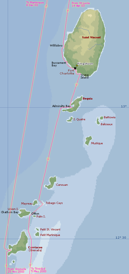 St Vincent and the Grenadines Map.